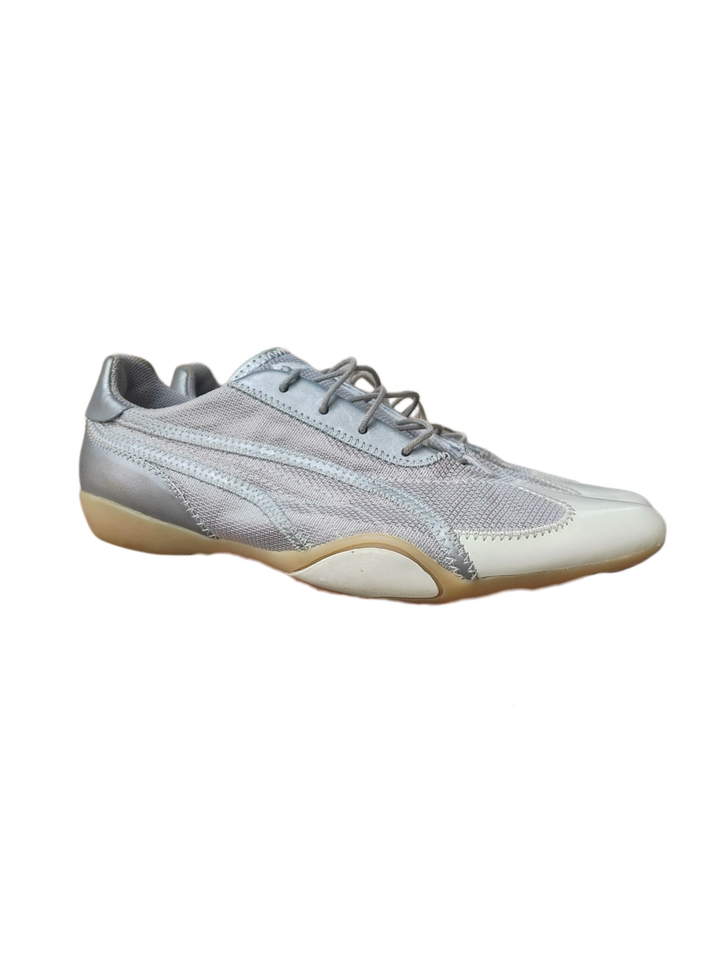 Vintage Puma 2000s Silver Low Profile Sneakers Y2K Minimal Tech Runner Rare Archive