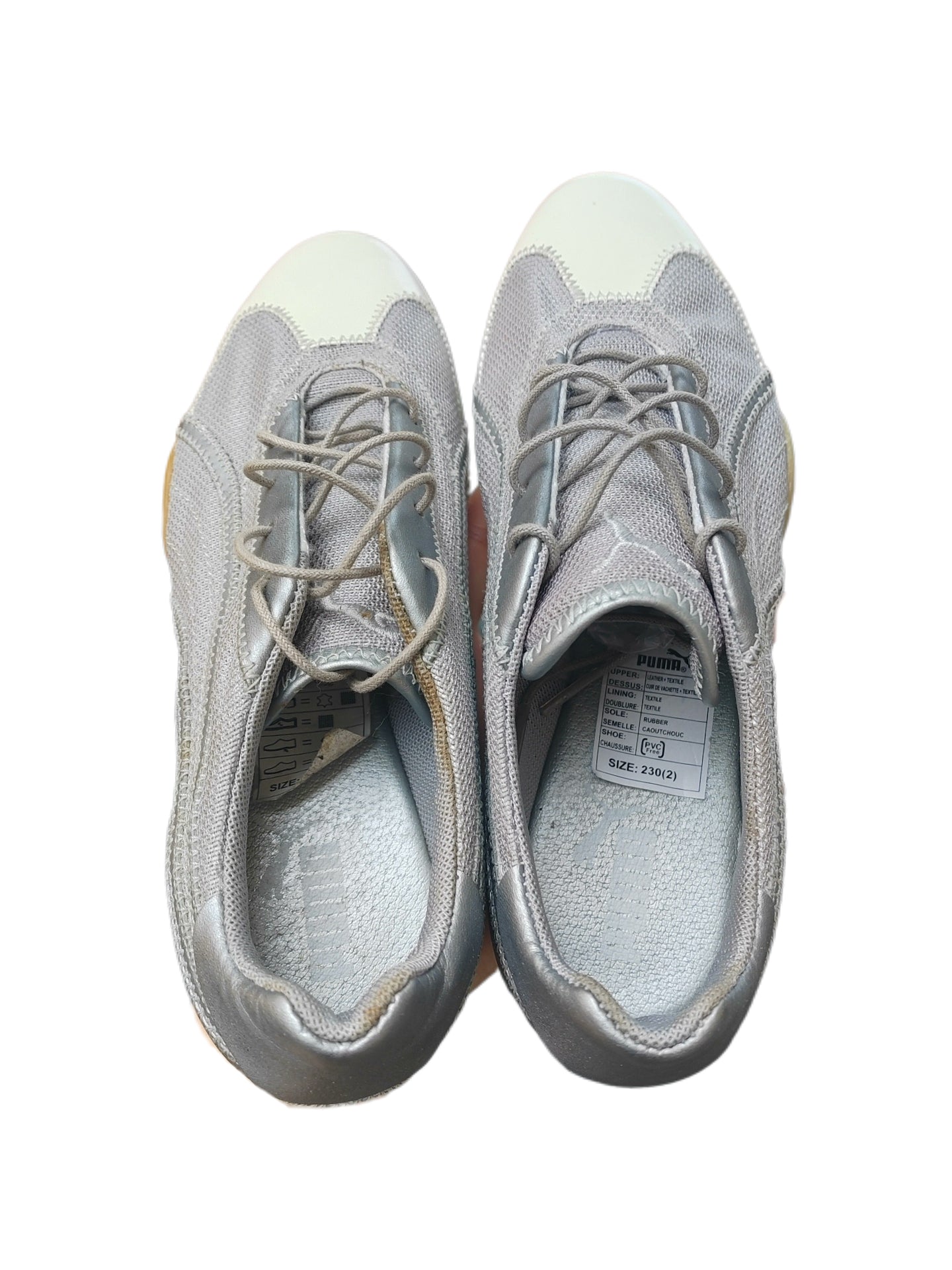 Vintage Puma 2000s Silver Low Profile Sneakers Y2K Minimal Tech Runner Rare Archive
