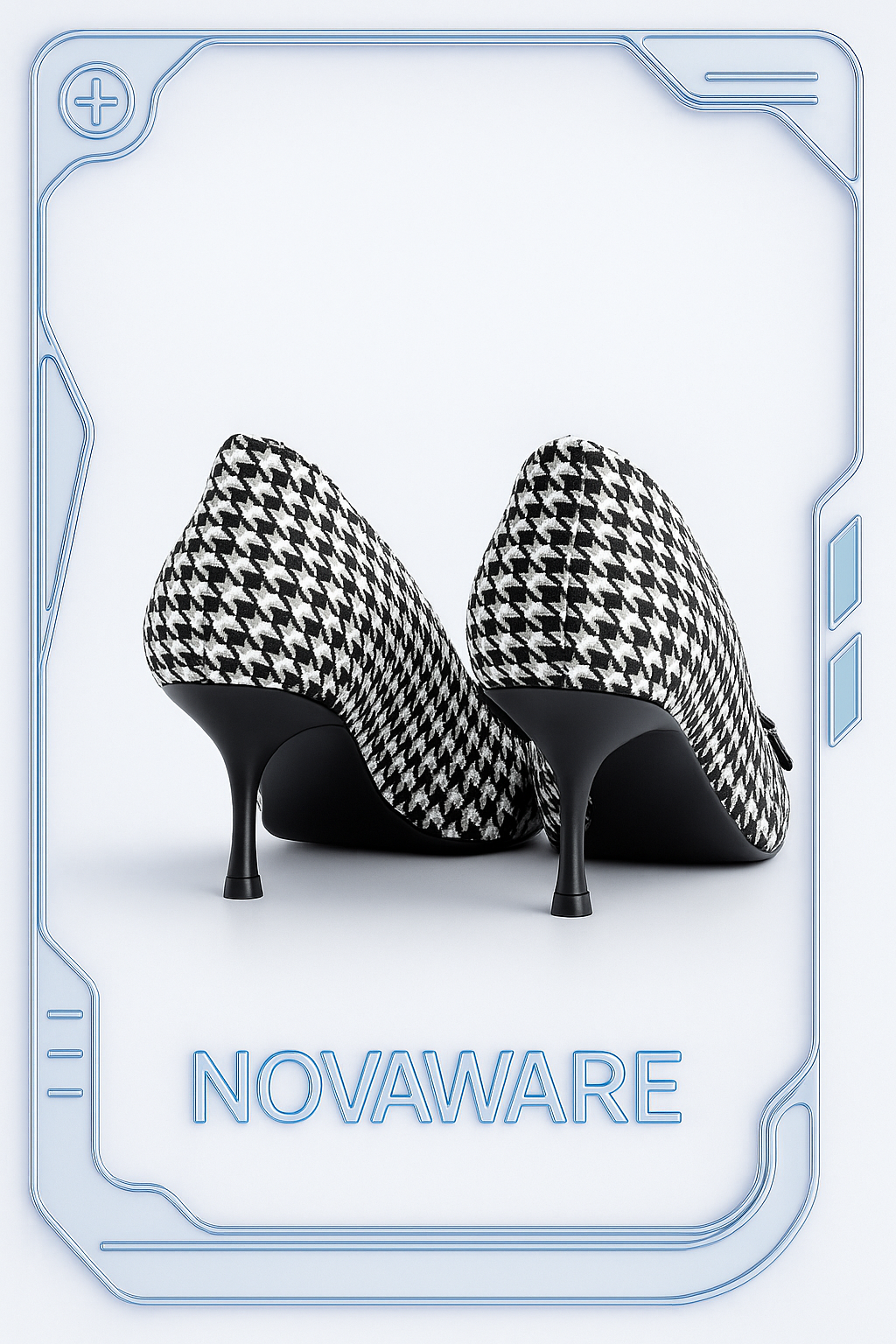 Houndstooth Buckled Pointed-Toe Pumps