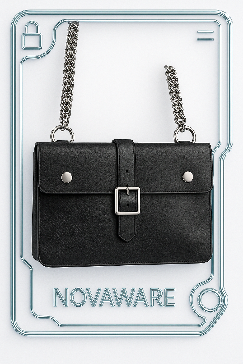Comme des Garçons Black Leather Chain Buckle Shoulder Bag