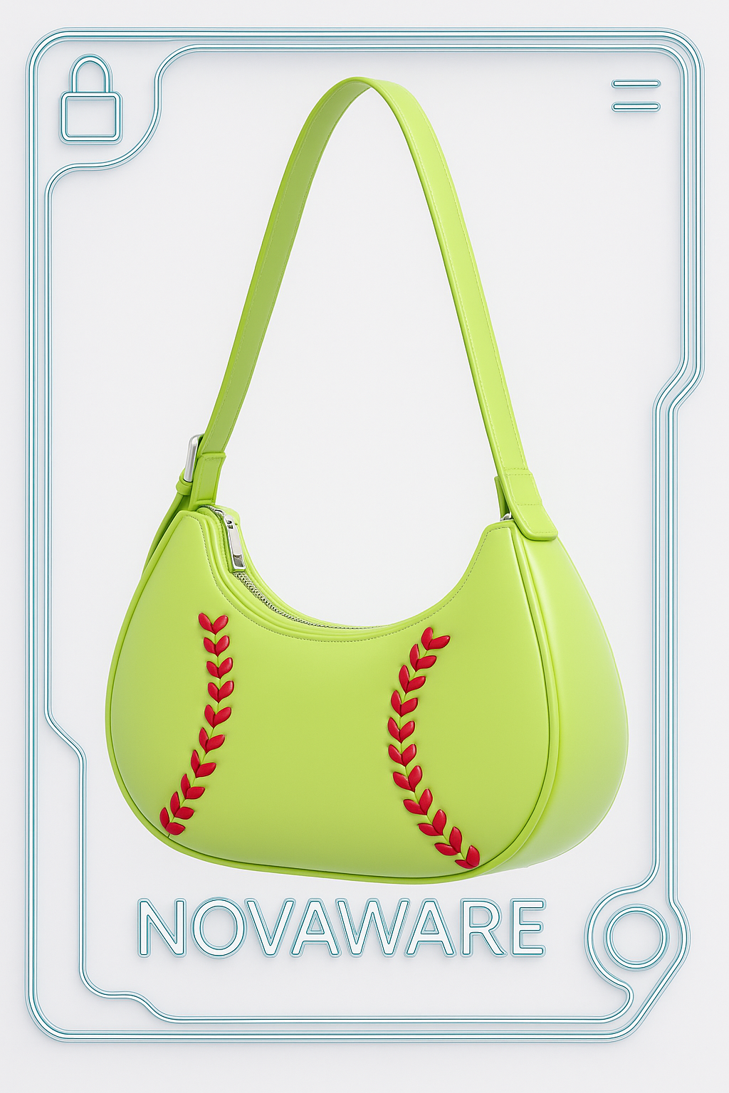 Lime Green Baseball Stitch Shoulder Bag