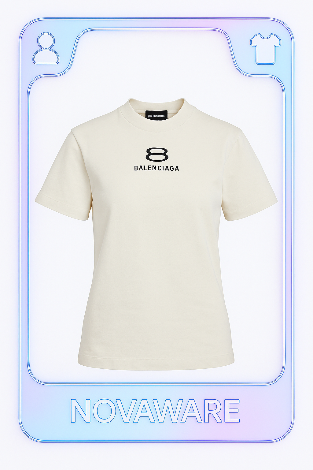 Balenciaga Logo Print High-Neck T-Shirt – Off-White