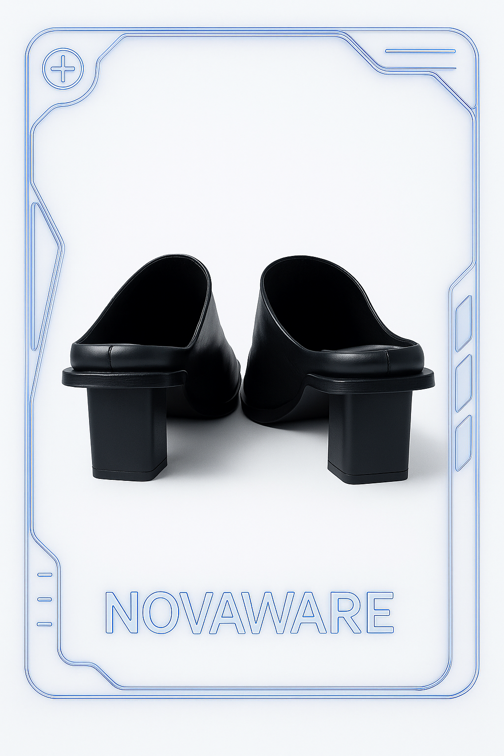 Miista Black Square-Toe Leather Mules – 37