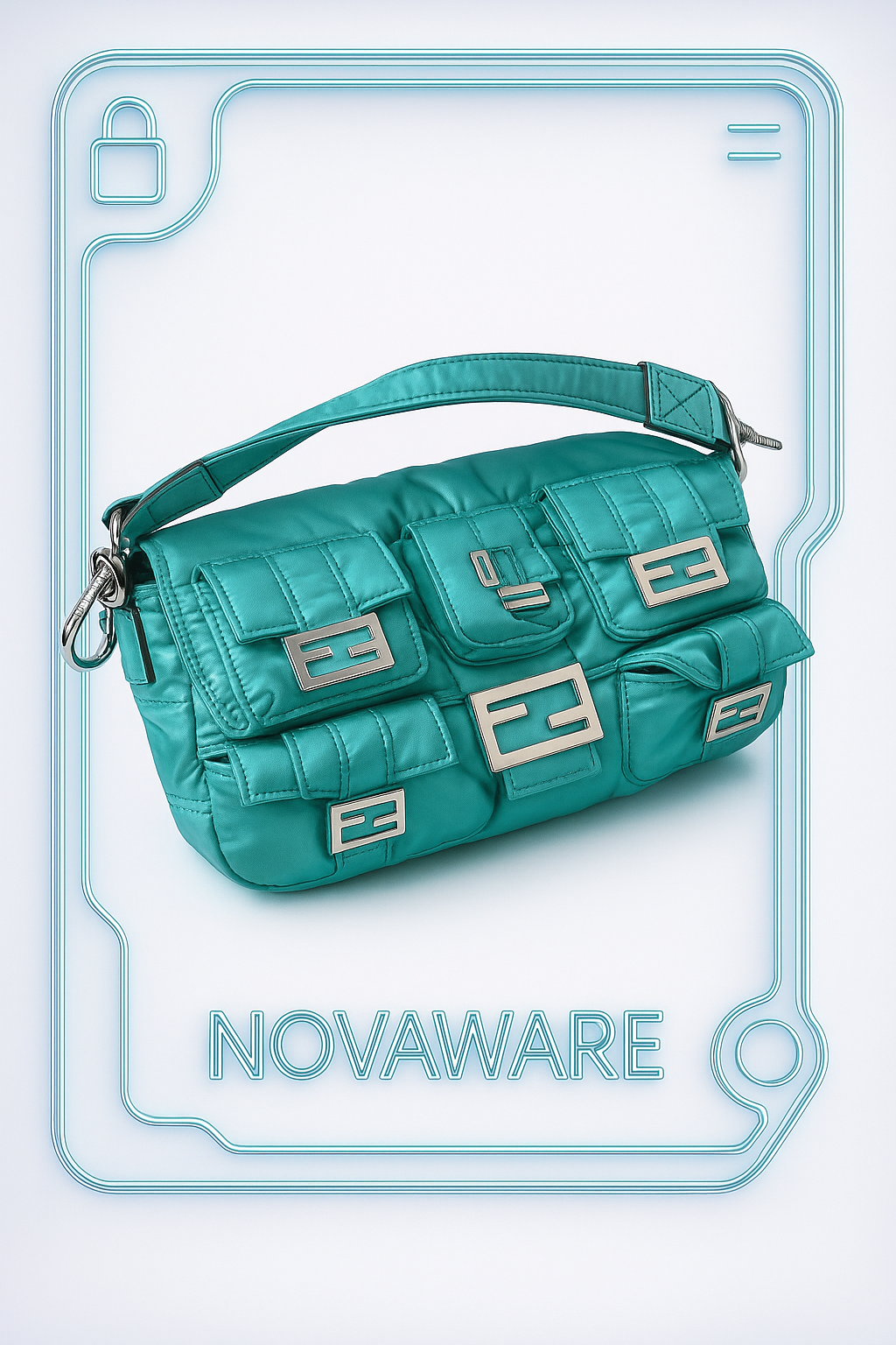 Fendi Nylon Multi-Pocket Baguette Bag – Turquoise
