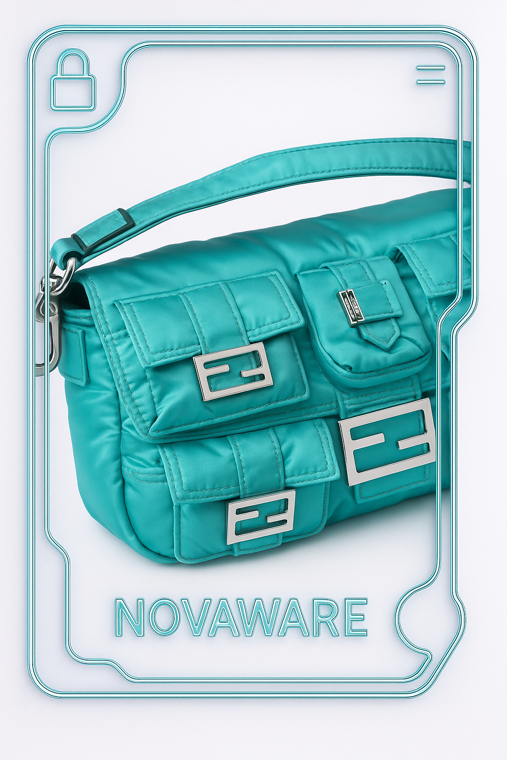 Fendi Nylon Multi-Pocket Baguette Bag – Turquoise