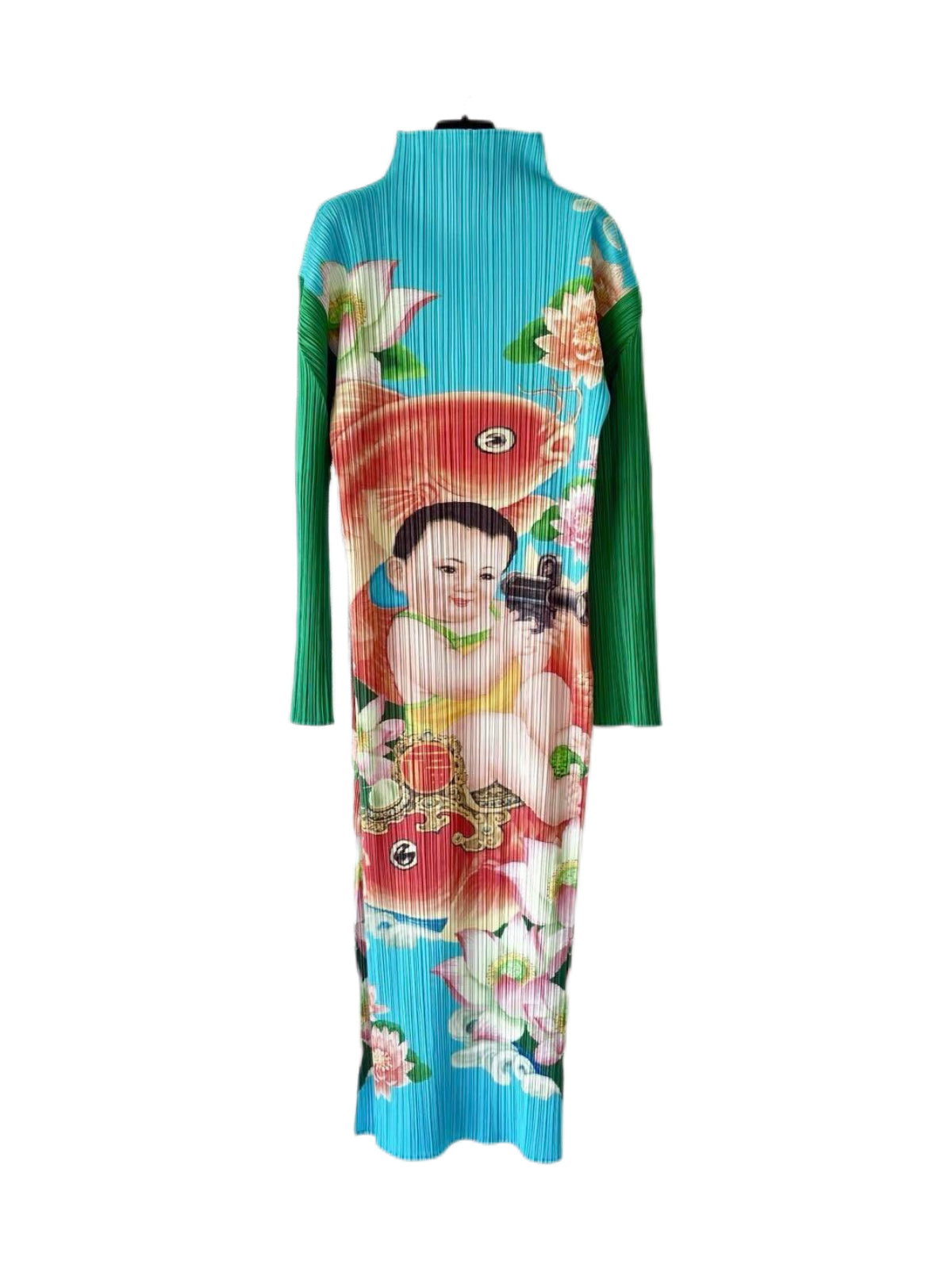 Issey Miyake Pleats Please Morimura Yasumasa Koi Print Pleated Dress Rare Art Collaboration Archive