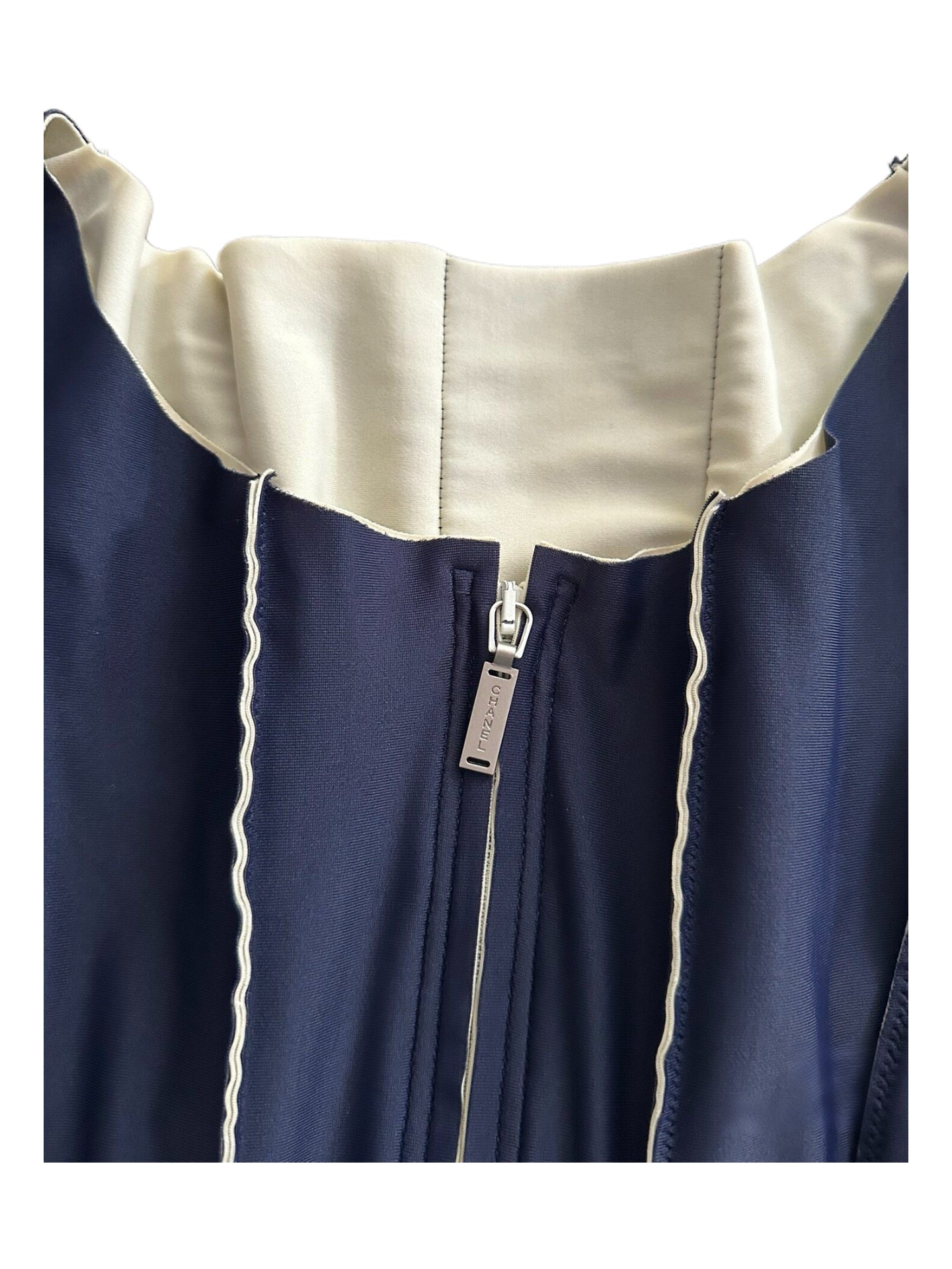 Chanel 1999 Runway Navy Technical Stretch Vest CC Logo Rare Vintage Piece