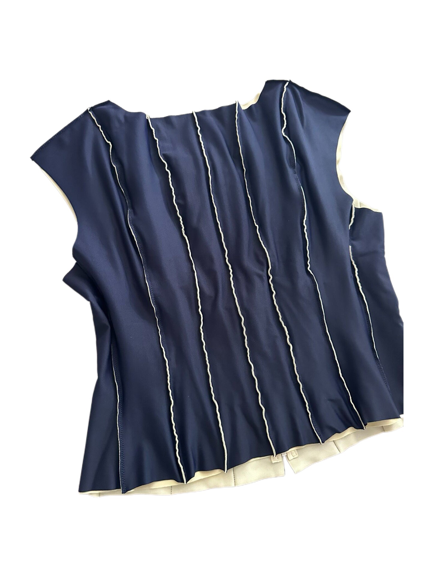 Chanel 1999 Runway Navy Technical Stretch Vest CC Logo Rare Vintage Piece