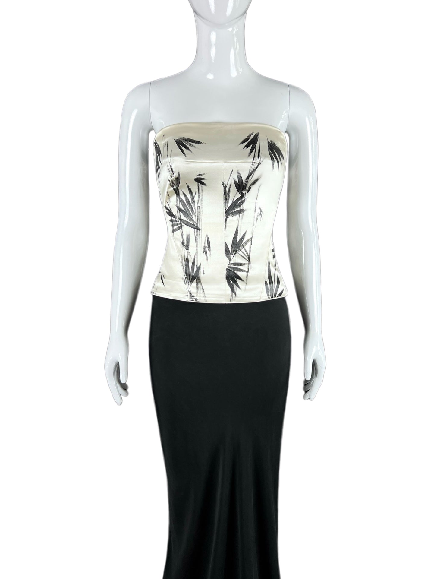 Dolce & Gabbana 1999 SS Runway Silk Bamboo Print Corset Top Rare Vintage Archive