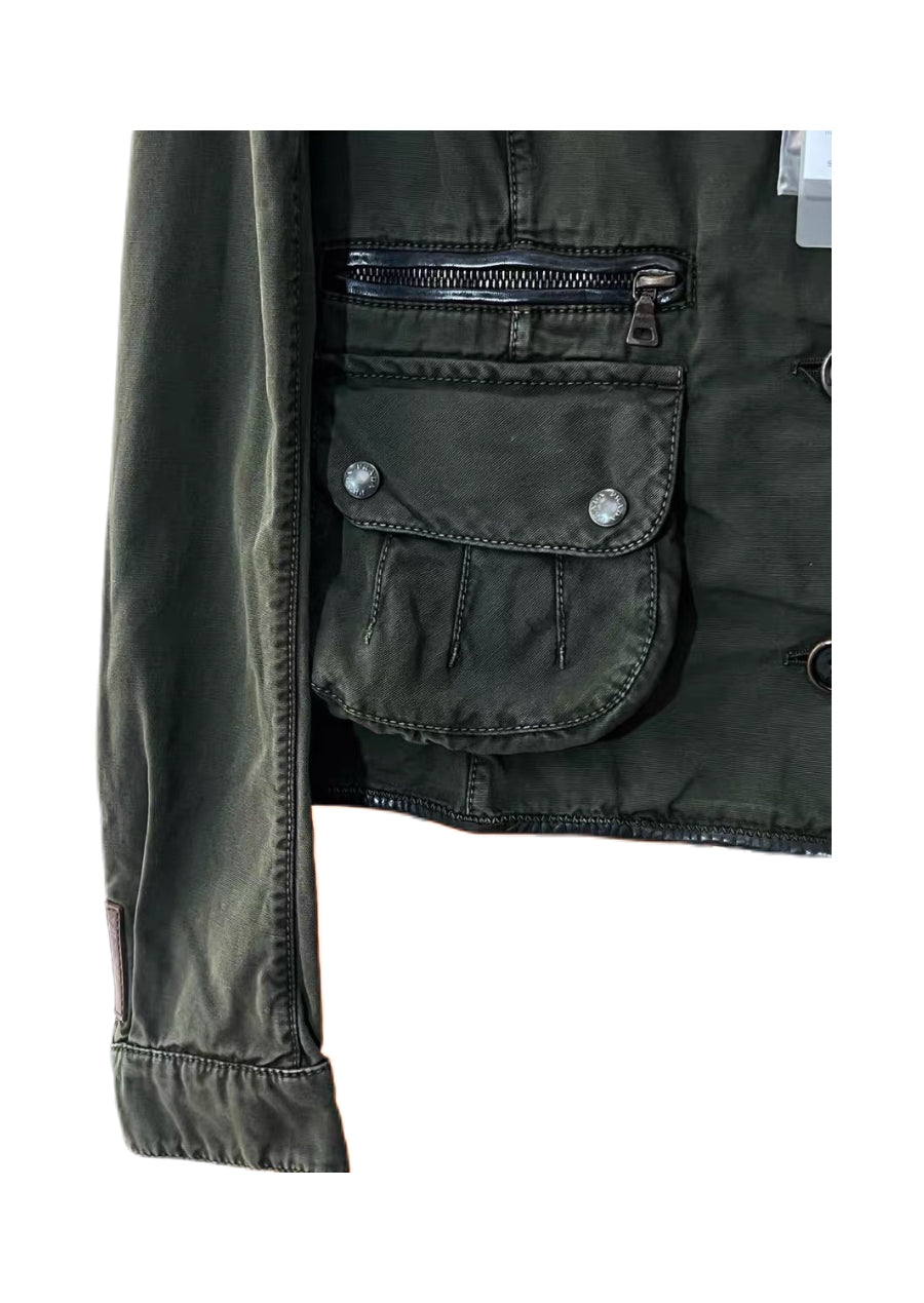 Prada Vintage Sport Military Utility Jacket Olive Green Nylon Hunting Jacket Rare Archive Piece