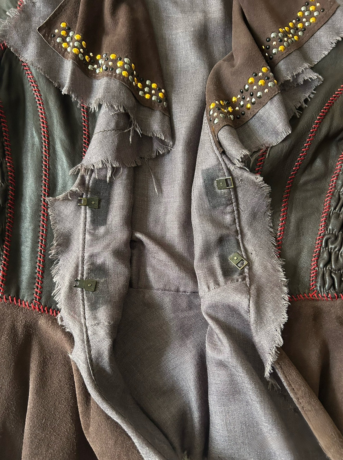 Roberto Cavalli Early 2000s Rare Distressed Leather Peplum Jacket