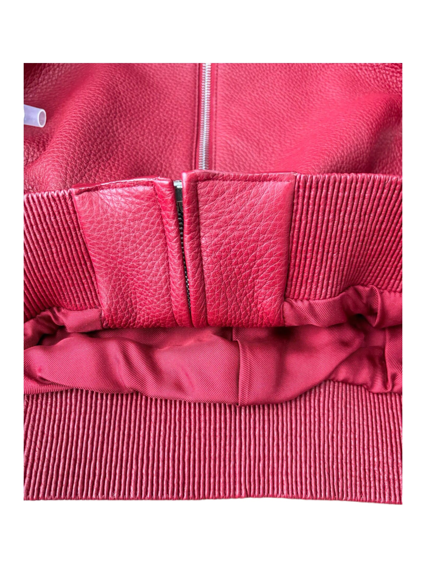 Hermès Paris Red Deerskin Leather Jacket Soft Grain Zip Blouson Rare Size 38