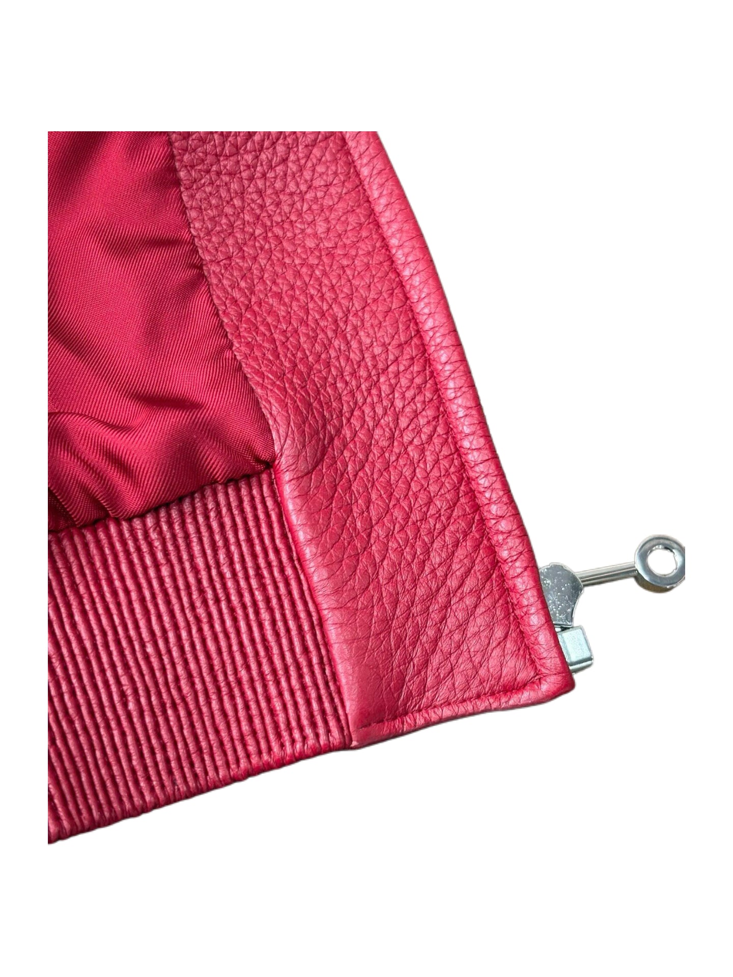 Hermès Paris Red Deerskin Leather Jacket Soft Grain Zip Blouson Rare Size 38