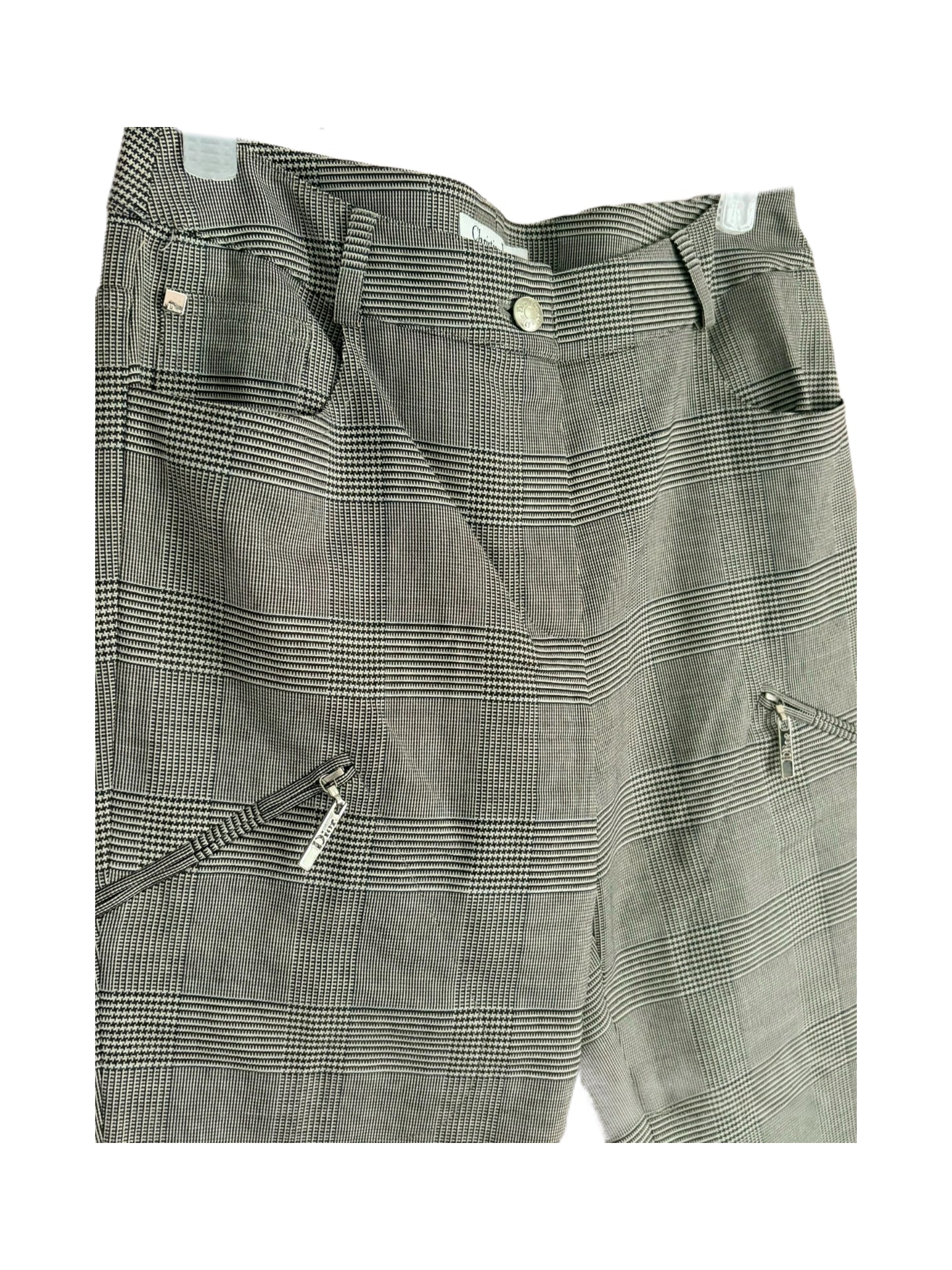 Christian Dior by John Galliano 2004 Runway Houndstooth Straight Leg Trousers Cotton Blend Vintage Dior Pants