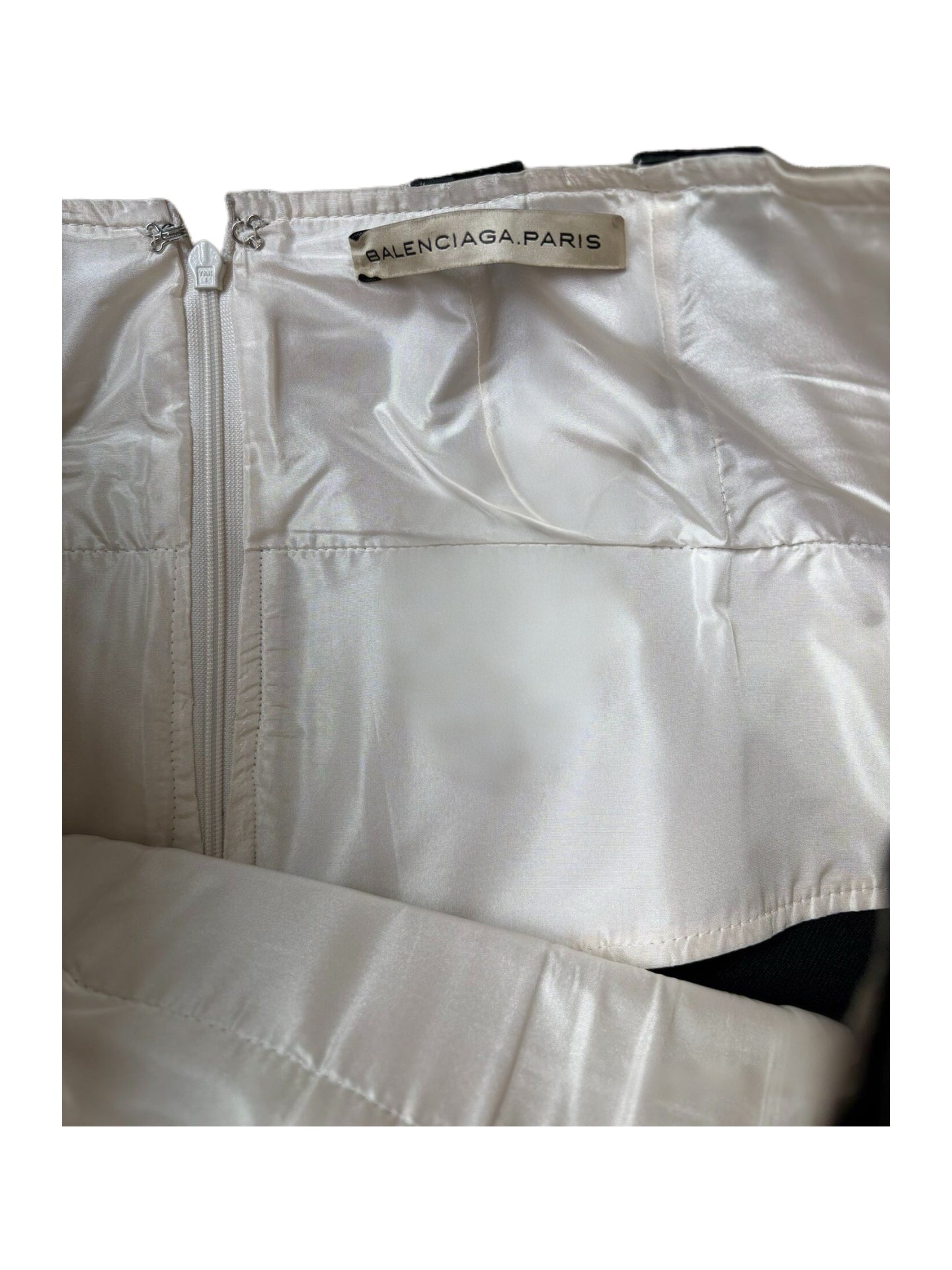 Balenciaga Vintage Asymmetric Wool Skirt PVC Pleated Waist Panel Deconstructed Hem Archive Skirt