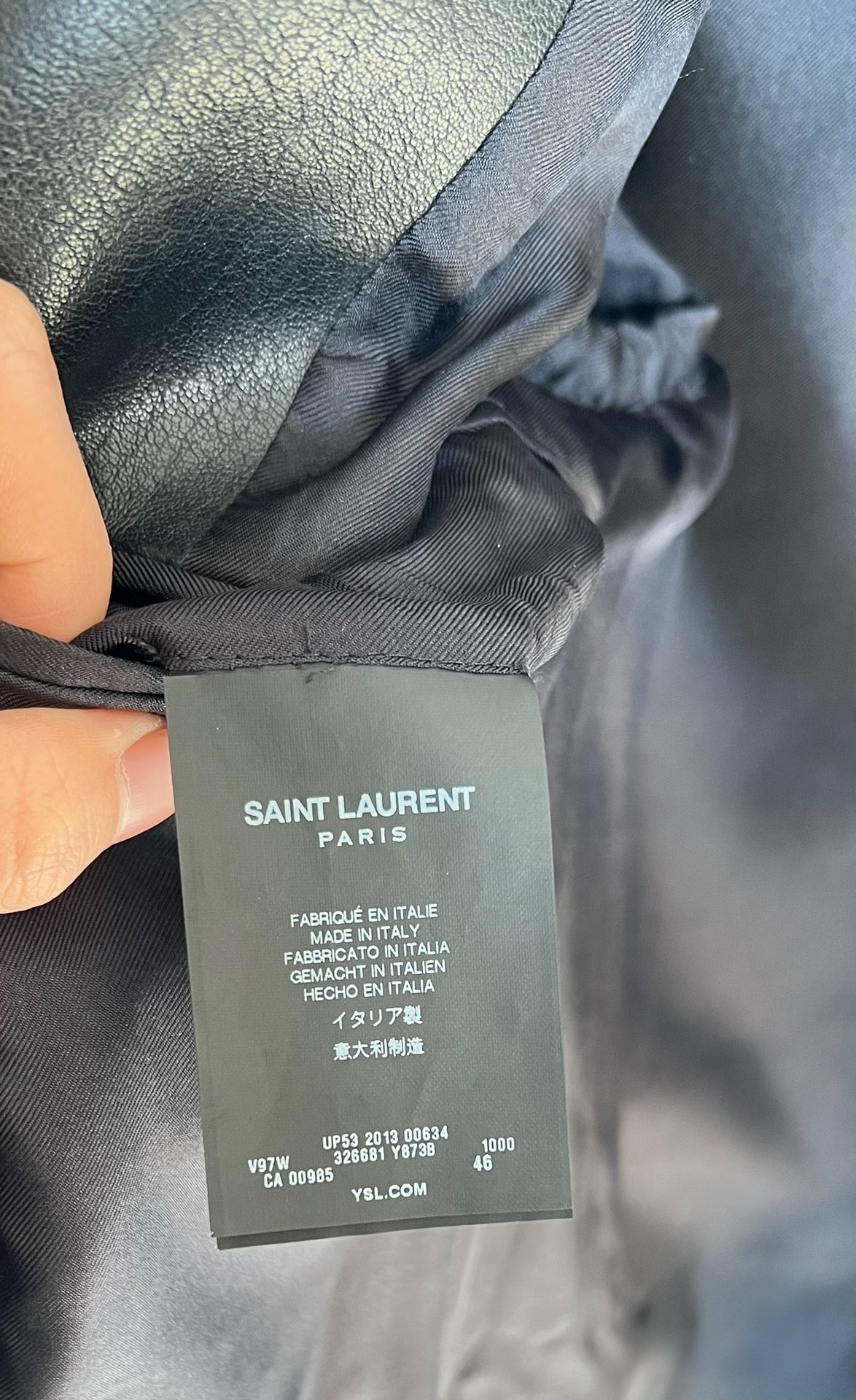 Saint Laurent FW13 Hedi Slimane Studded Blazer Lambskin Lapel Silk Lined Runway Jacket Size 46