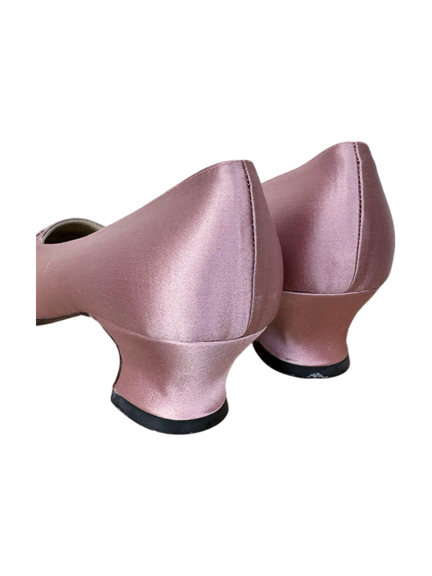 Bottega Veneta Pink Satin Crystal Butterfly Pumps Kitten Heel Vintage Rare Shoes IT 37