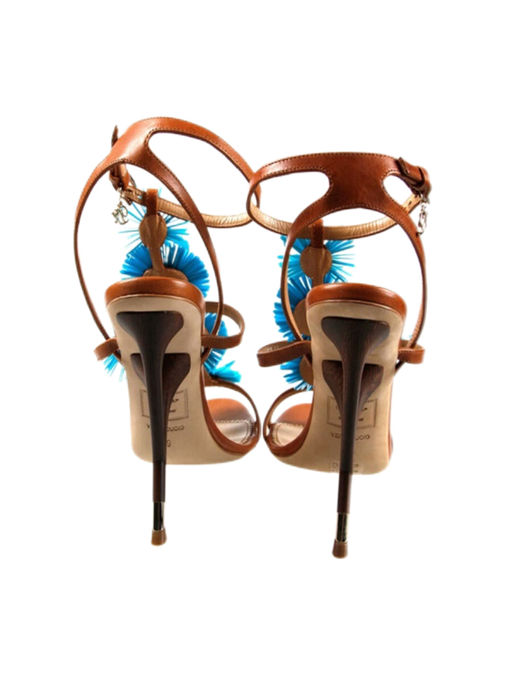 Dsquared2 Blue 3D Floral High Heel Sandals Leather Strappy Heels Rare Statement Shoes IT 38