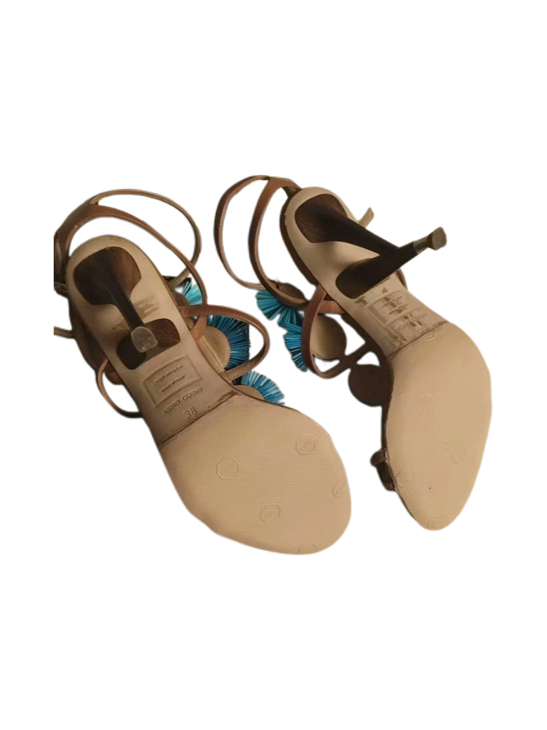 Dsquared2 Blue 3D Floral High Heel Sandals Leather Strappy Heels Rare Statement Shoes IT 38