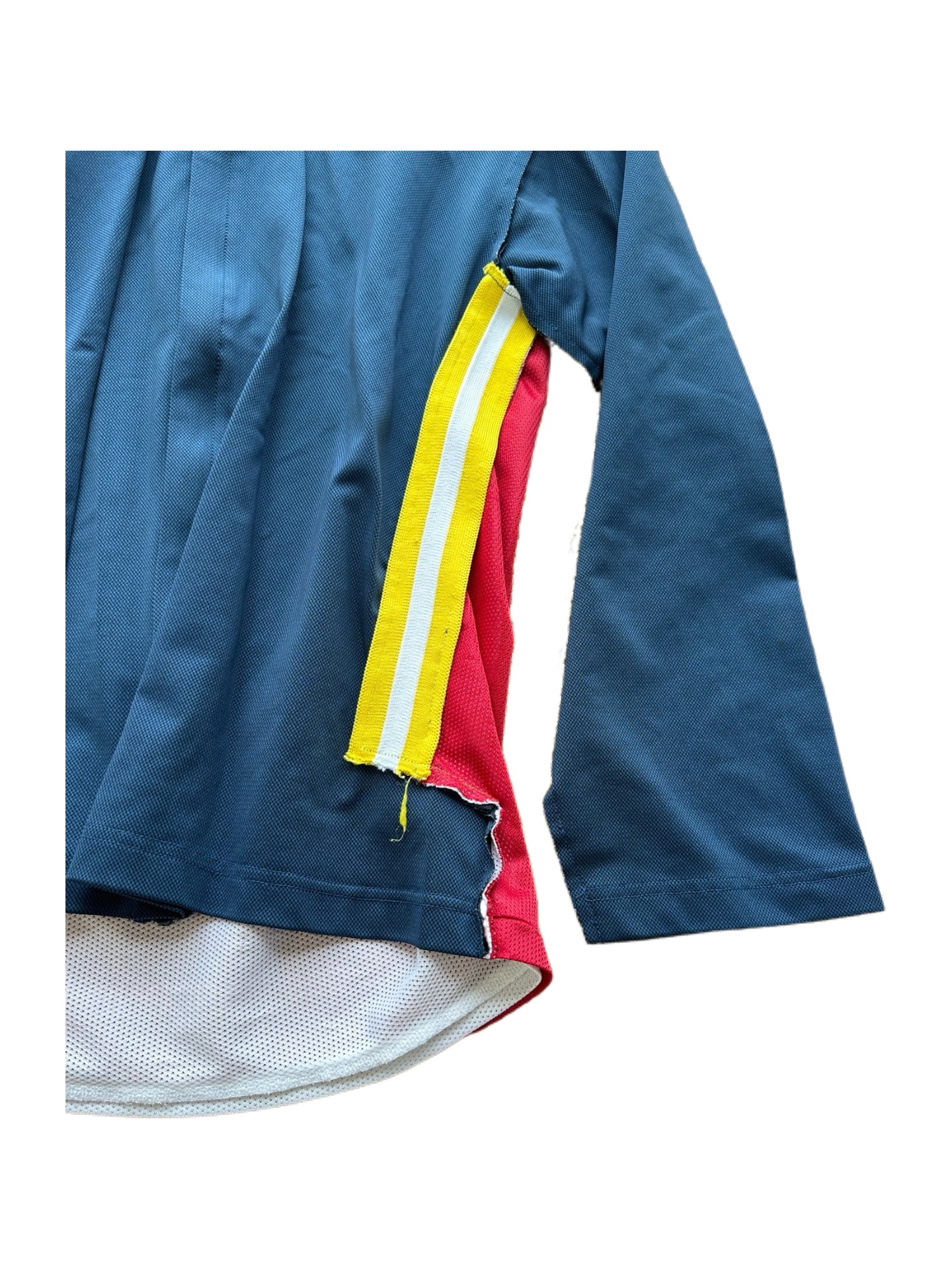 Comme des Garçons SHIRT Deconstructed Track Jacket Red Blue Layered Jersey Hybrid Size M Rare