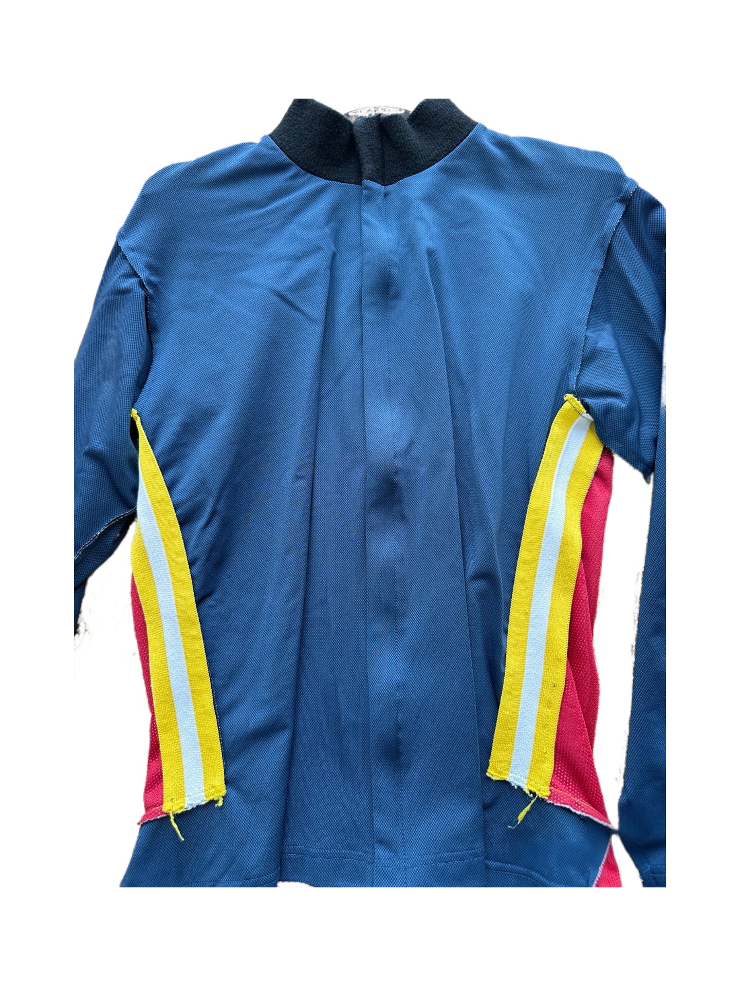 Comme des Garçons SHIRT Deconstructed Track Jacket Red Blue Layered Jersey Hybrid Size M Rare