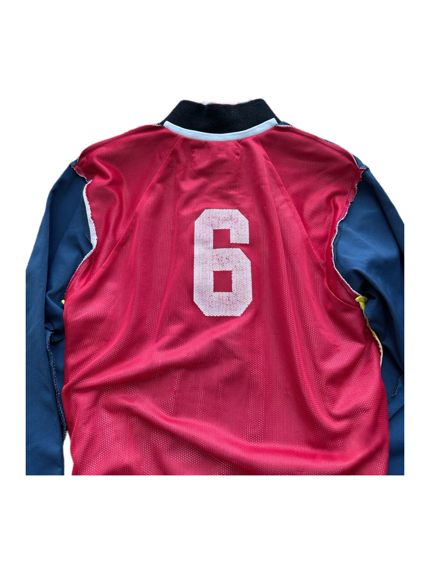 Comme des Garçons SHIRT Deconstructed Track Jacket Red Blue Layered Jersey Hybrid Size M Rare