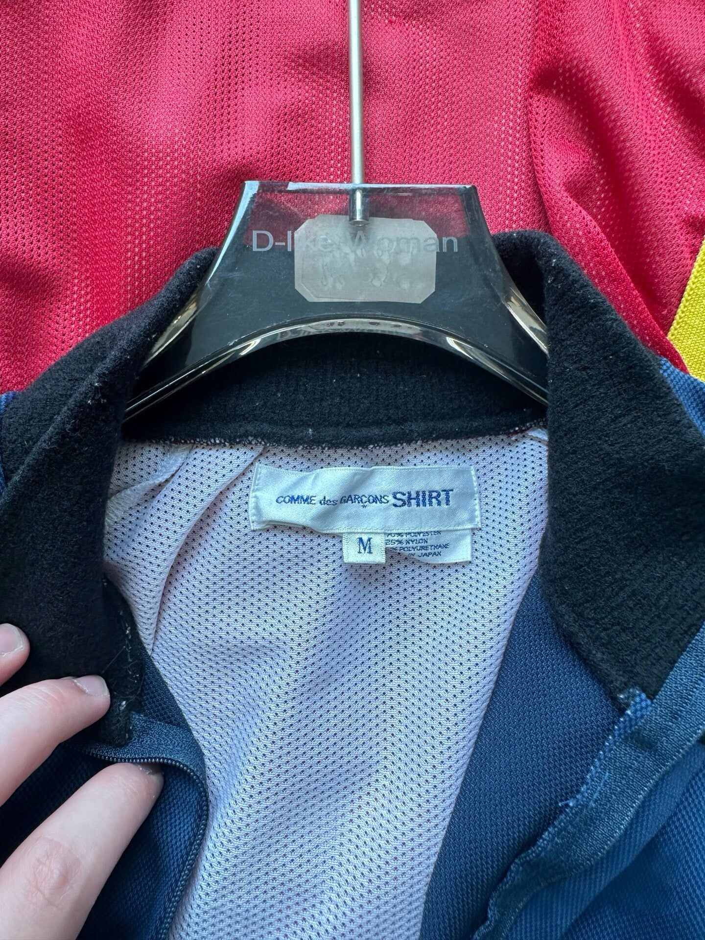 Comme des Garçons SHIRT Deconstructed Track Jacket Red Blue Layered Jersey Hybrid Size M Rare