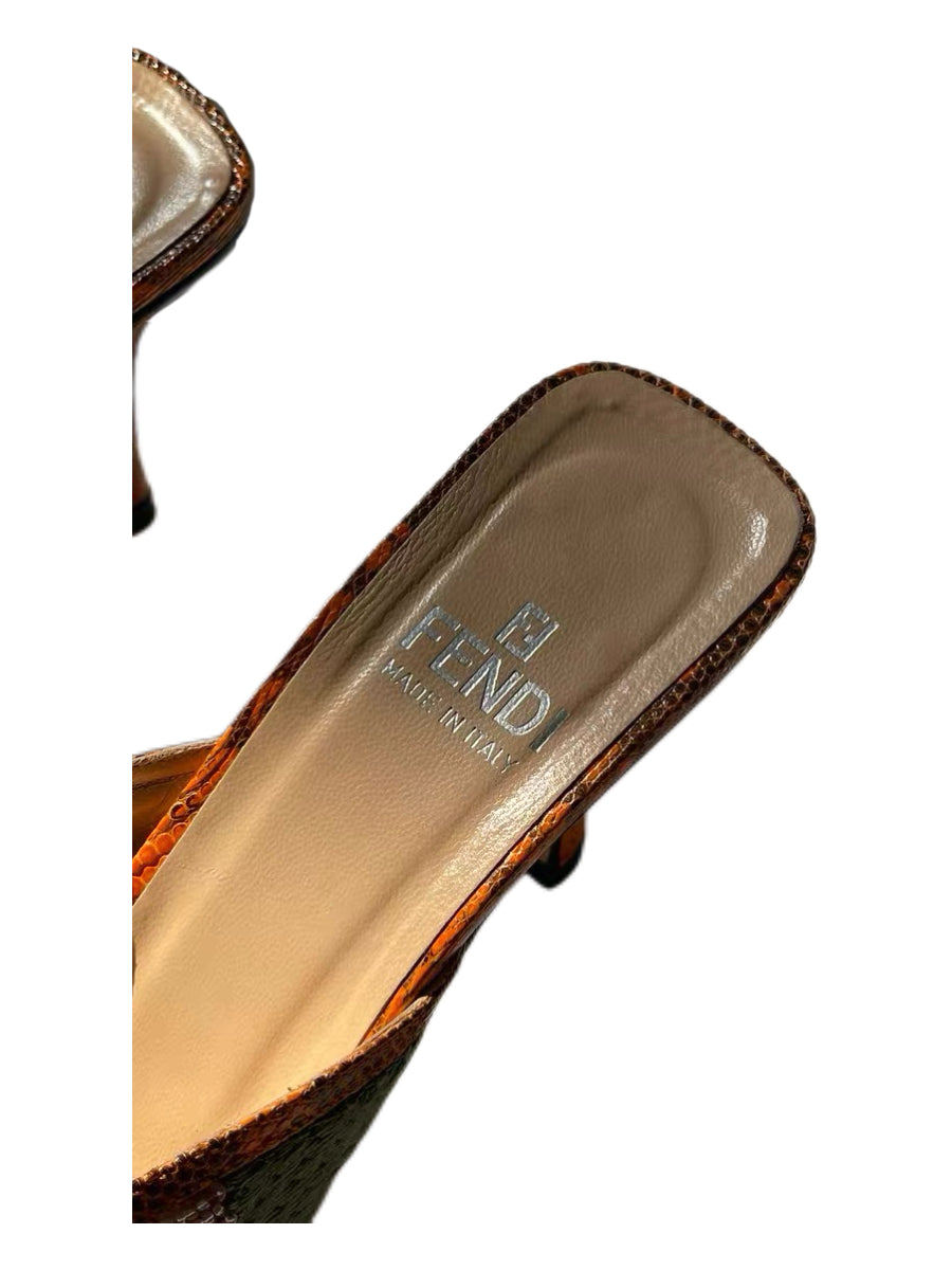 Fendi Vintage Beaded Embroidered Mule Heels