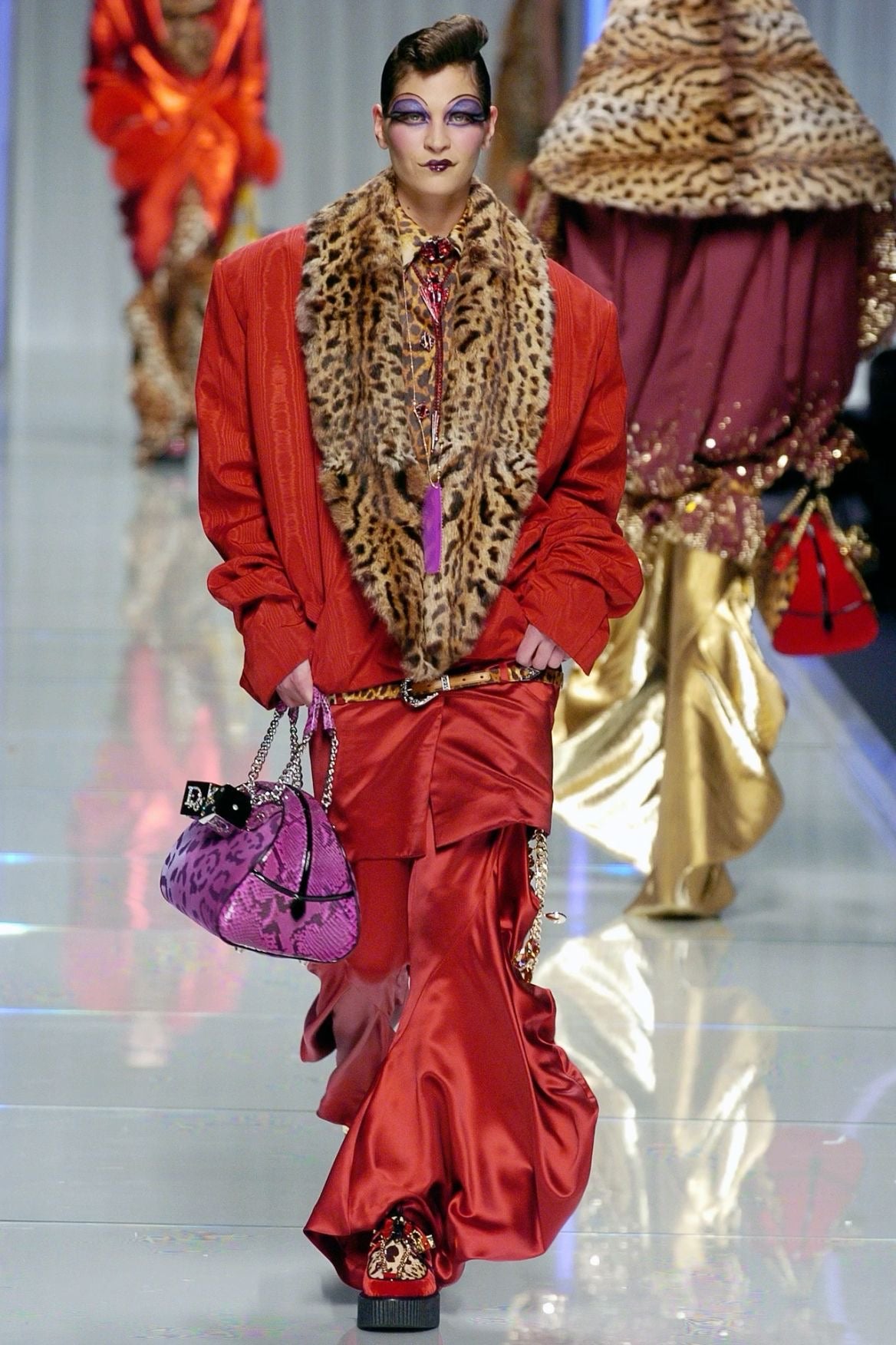 Christian Dior by John Galliano Vintage Purple Leopard Boston Bag – Dice Charm Graphic Archive Handbag