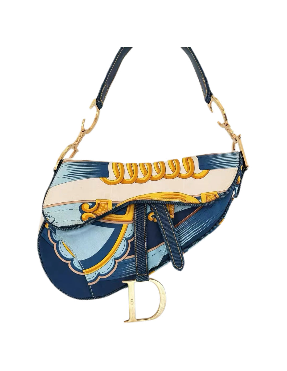 Christian Dior by John Galliano Silk Scarf Saddle Bag – Rare Baroque Print Archive Piece