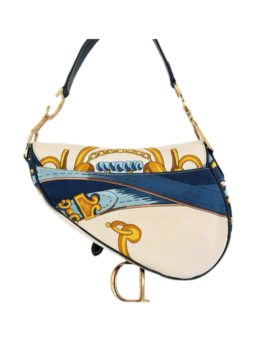 Christian Dior by John Galliano Silk Scarf Saddle Bag – Rare Baroque Print Archive Piece