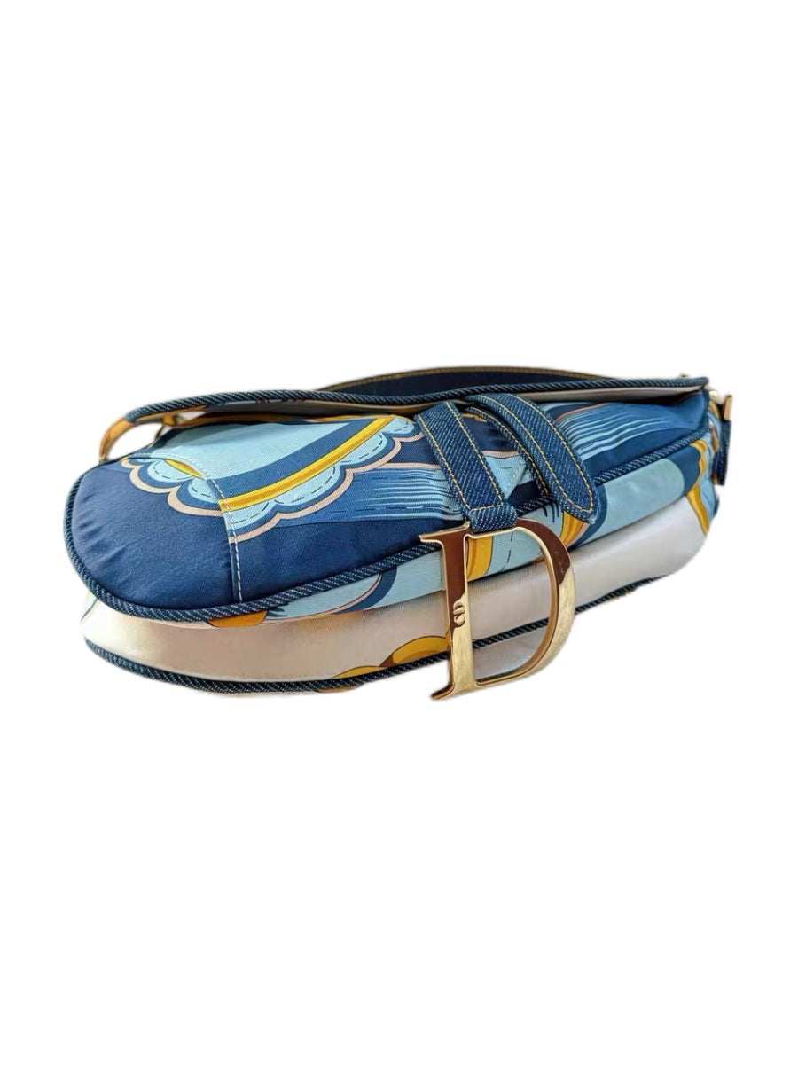 Christian Dior by John Galliano Silk Scarf Saddle Bag – Rare Baroque Print Archive Piece