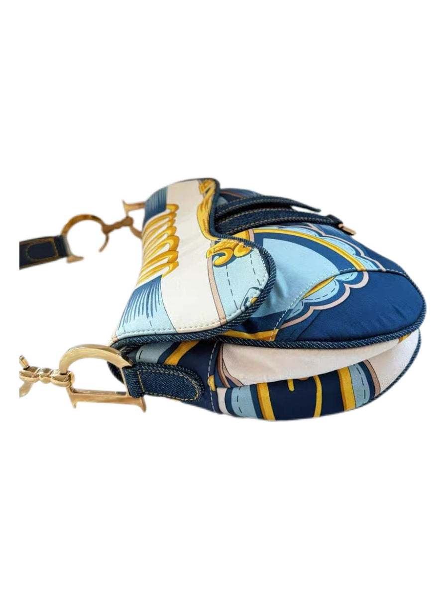 Christian Dior by John Galliano Silk Scarf Saddle Bag – Rare Baroque Print Archive Piece