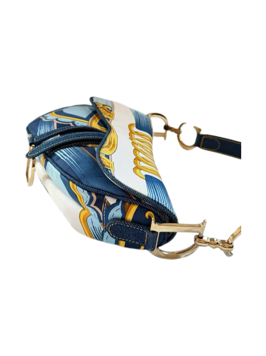 Christian Dior by John Galliano Silk Scarf Saddle Bag – Rare Baroque Print Archive Piece