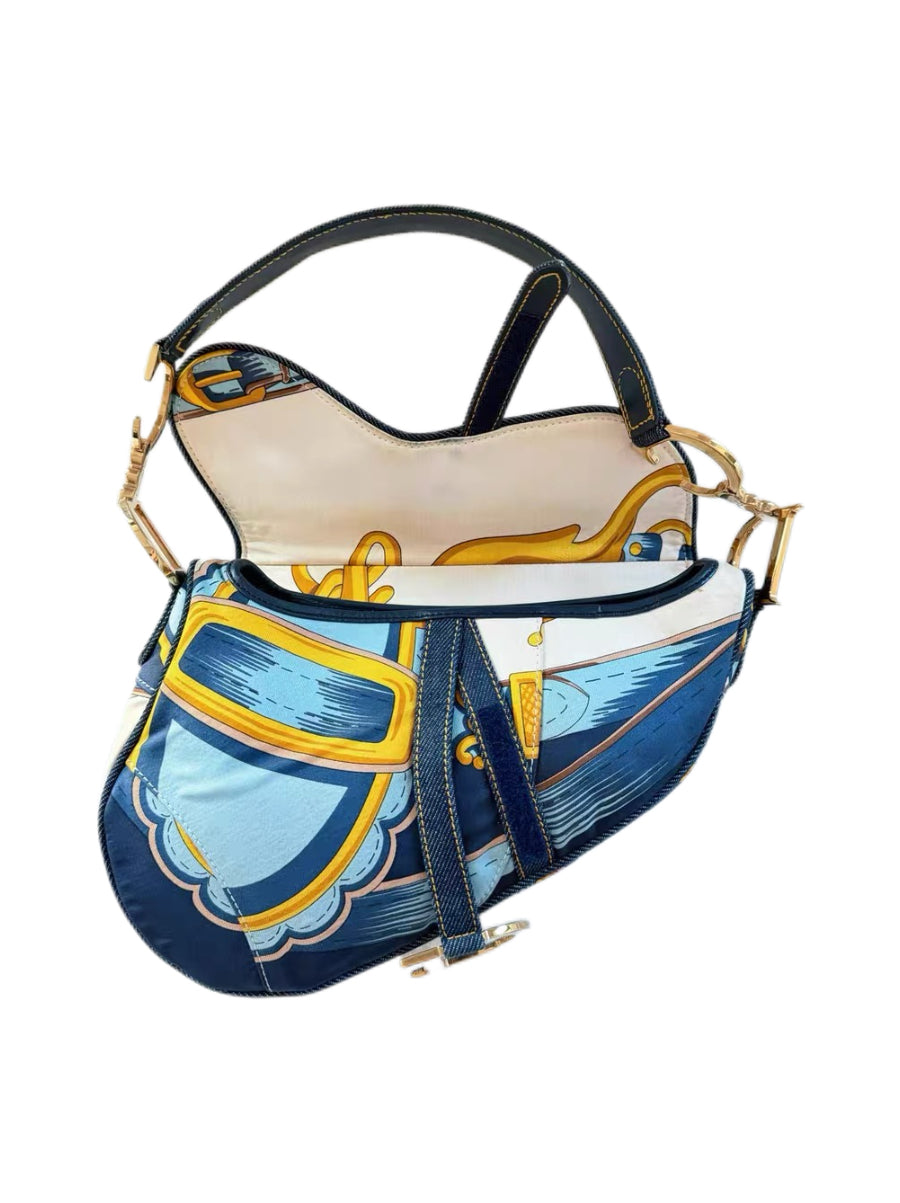Christian Dior by John Galliano Silk Scarf Saddle Bag – Rare Baroque Print Archive Piece