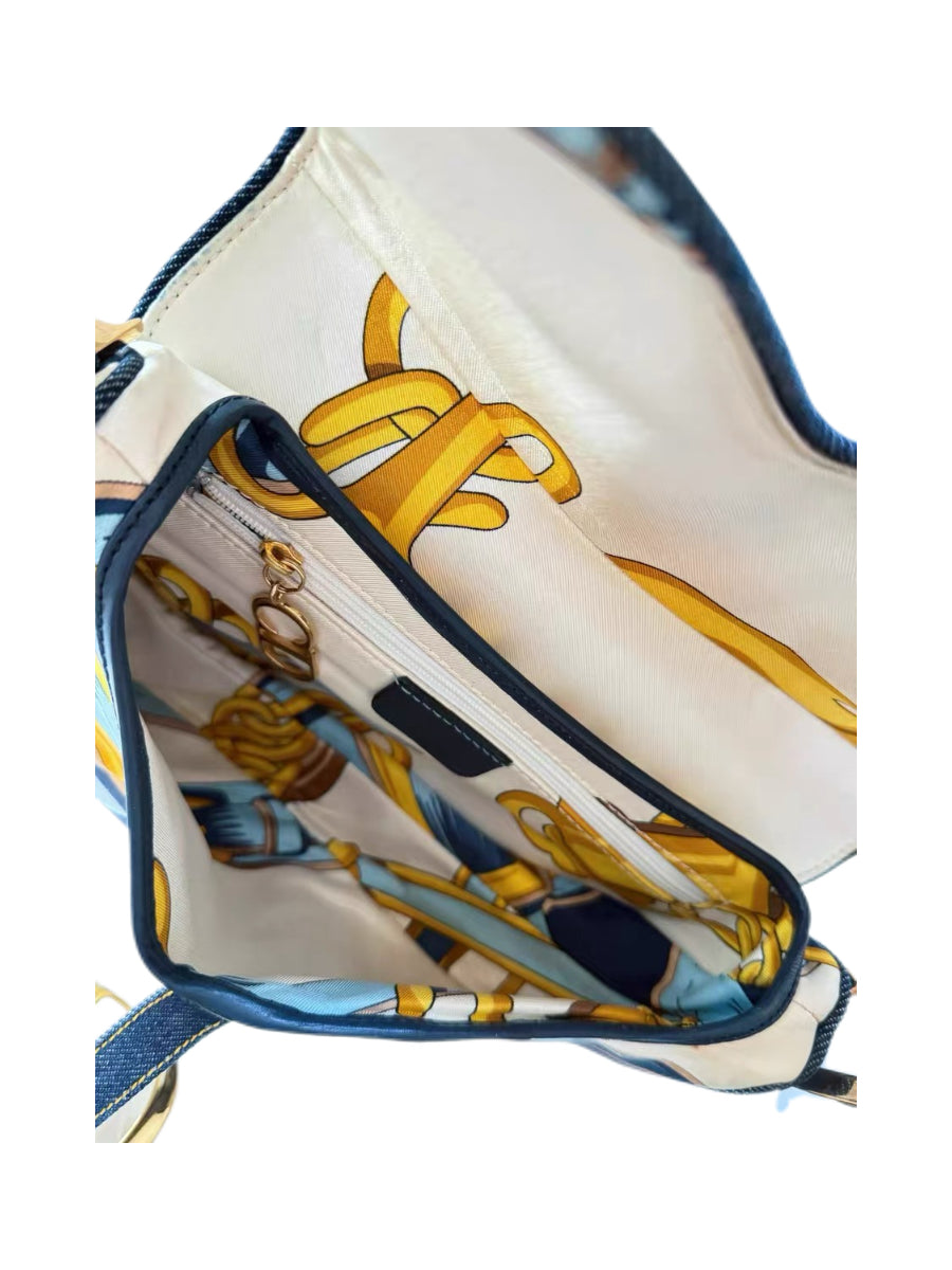 Christian Dior by John Galliano Silk Scarf Saddle Bag – Rare Baroque Print Archive Piece