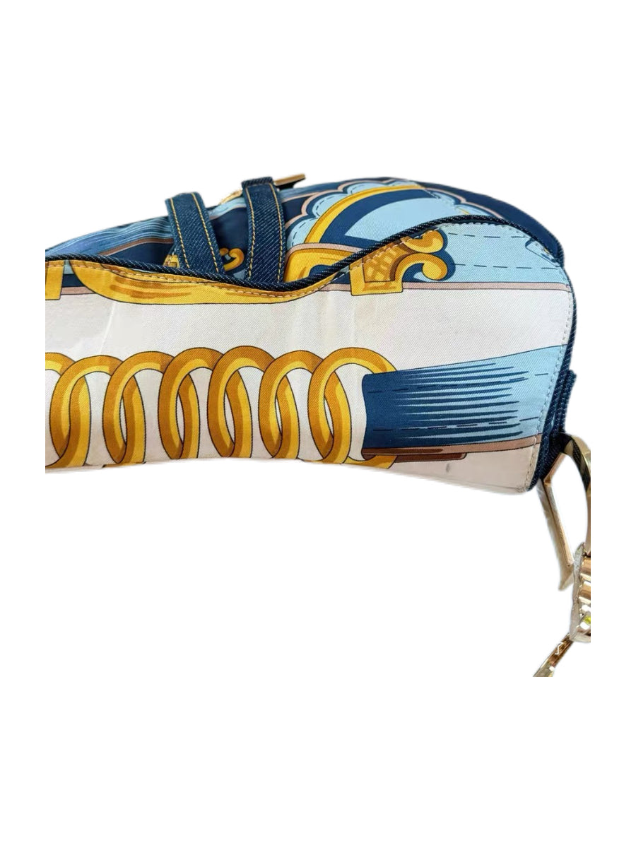 Christian Dior by John Galliano Silk Scarf Saddle Bag – Rare Baroque Print Archive Piece