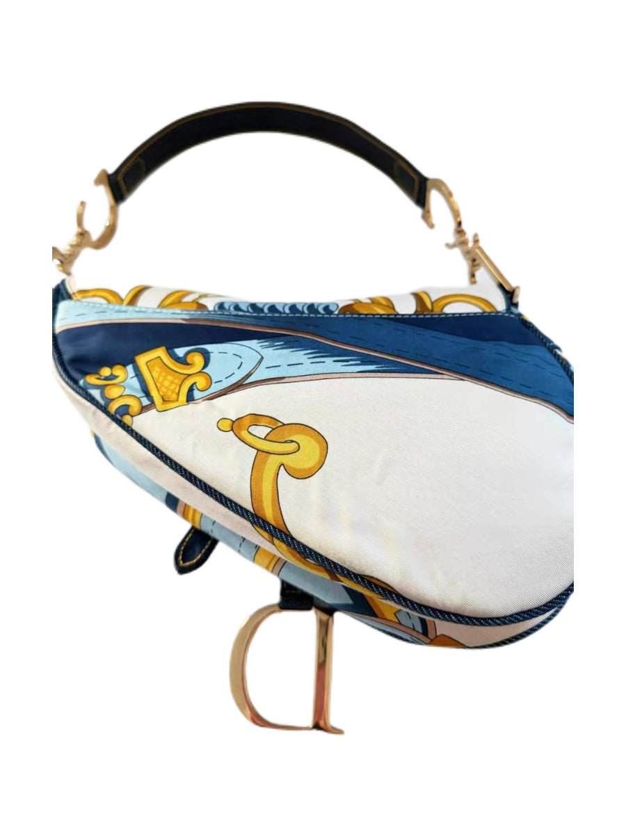 Christian Dior by John Galliano Silk Scarf Saddle Bag – Rare Baroque Print Archive Piece