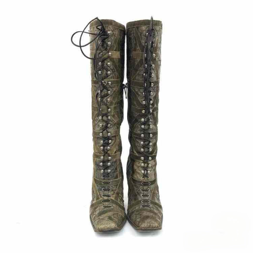 Christian Dior by John Galliano Lace-Up Knee-High Boots – Rare Runway Military Archive