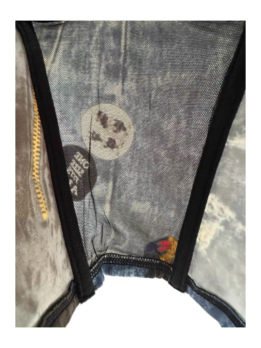 Christian Dior by John Galliano Rare Denim Print Corset Cami Bustier Top