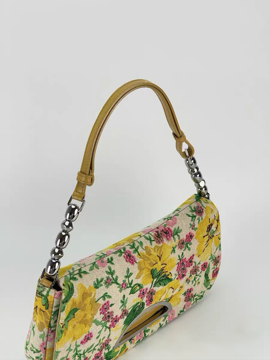 Christian Dior by John Galliano Limited Edition Floral Canvas Half Moon Bag – 1 of 500 Rare Archive Piece