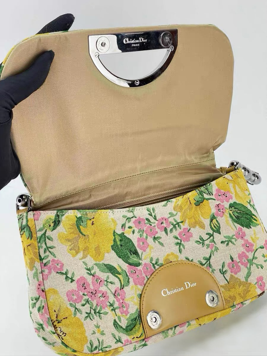 Christian Dior by John Galliano Limited Edition Floral Canvas Half Moon Bag – 1 of 500 Rare Archive Piece
