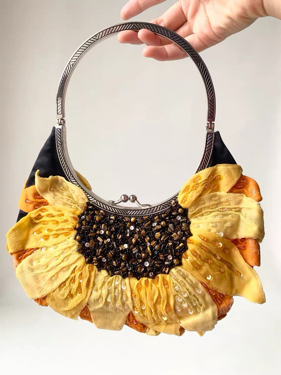 Valentino Runway Floral Beaded Evening Bag – Couture Archive Embellished Metal Frame Handbag