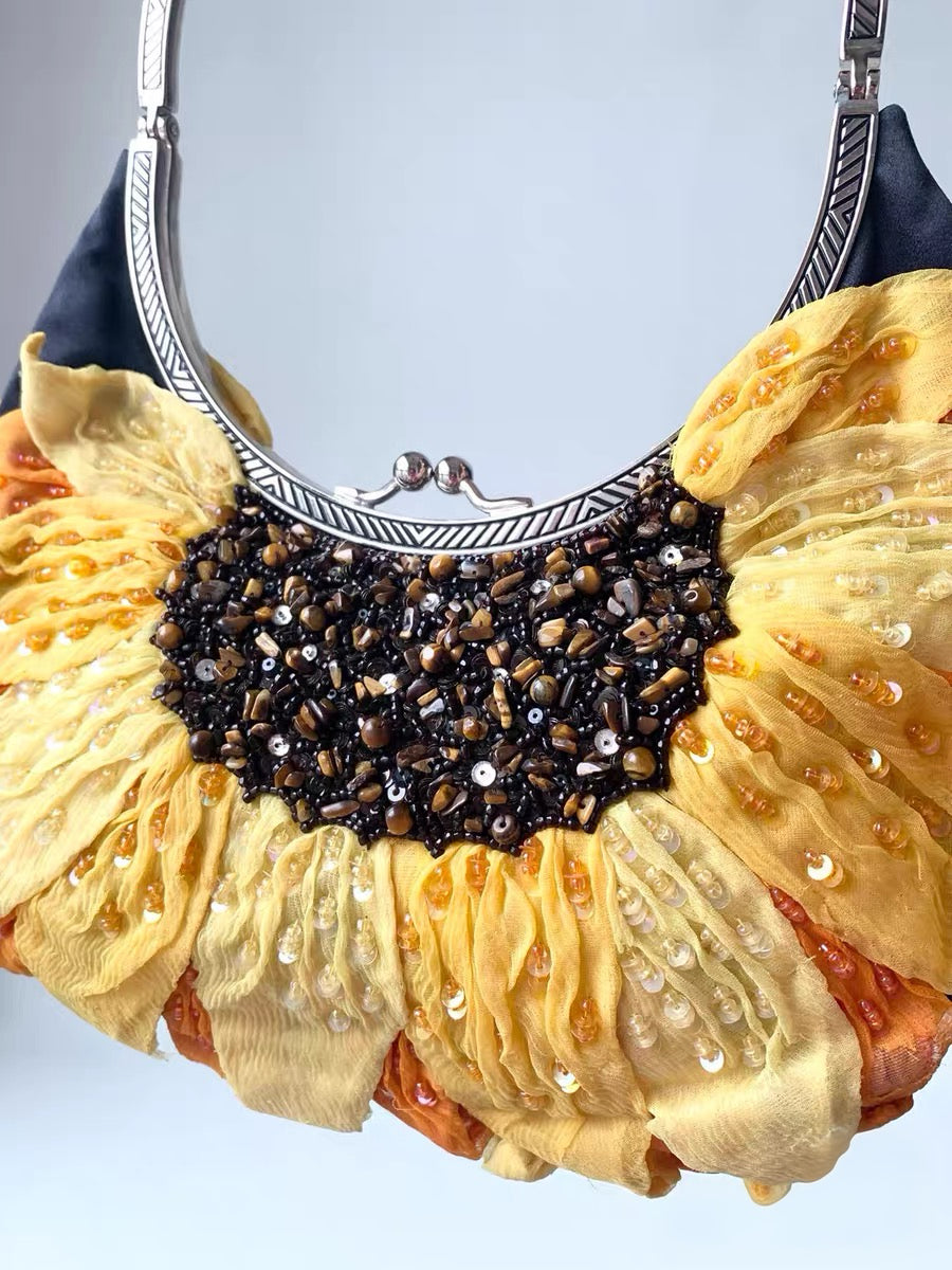 Valentino Runway Floral Beaded Evening Bag – Couture Archive Embellished Metal Frame Handbag