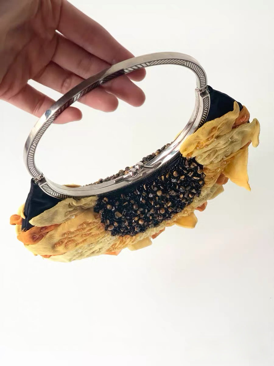Valentino Runway Floral Beaded Evening Bag – Couture Archive Embellished Metal Frame Handbag