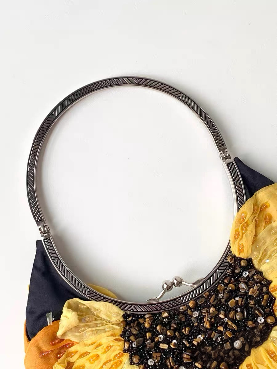 Valentino Runway Floral Beaded Evening Bag – Couture Archive Embellished Metal Frame Handbag