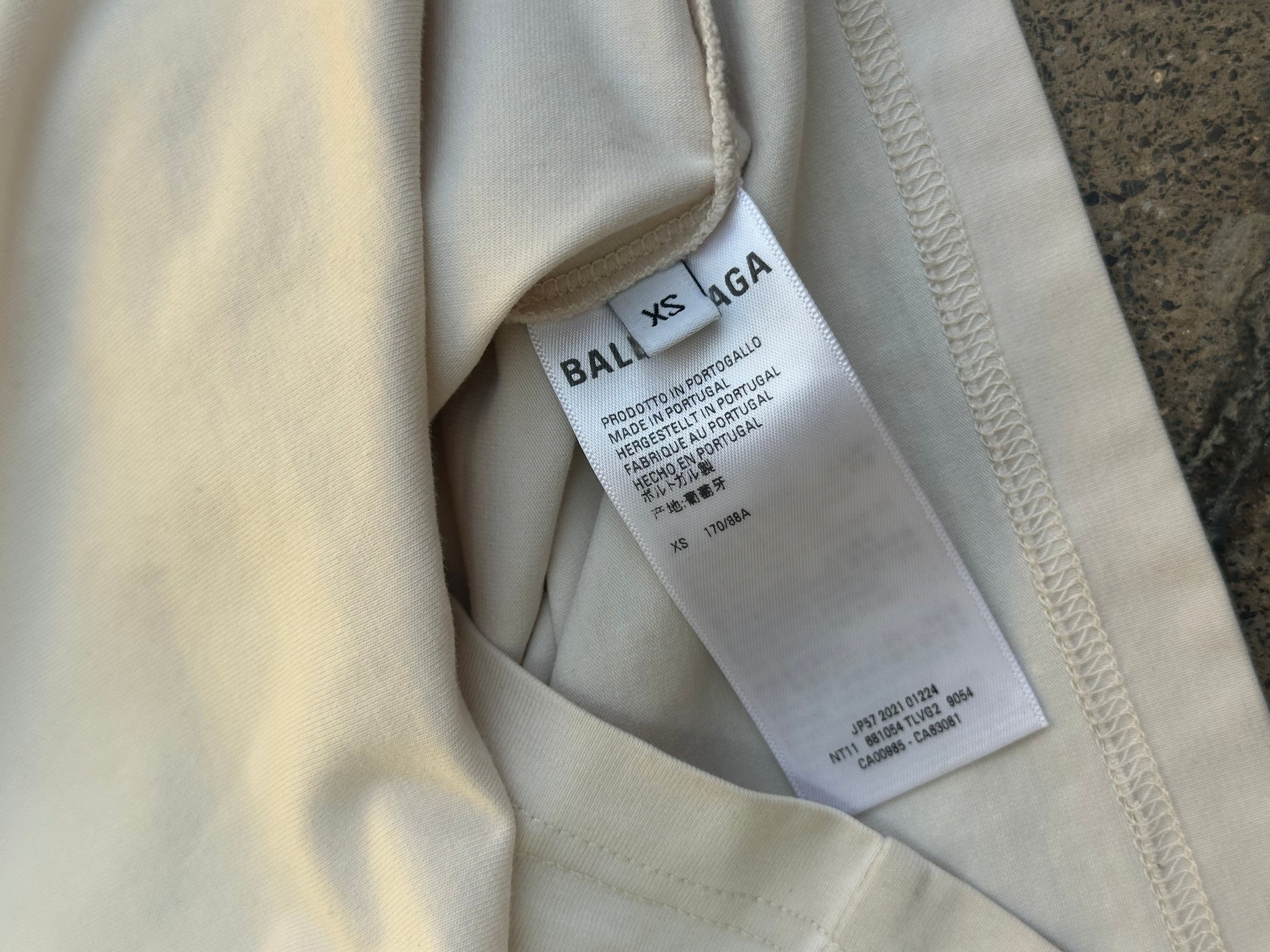 Balenciaga Logo Print High-Neck T-Shirt – Off-White