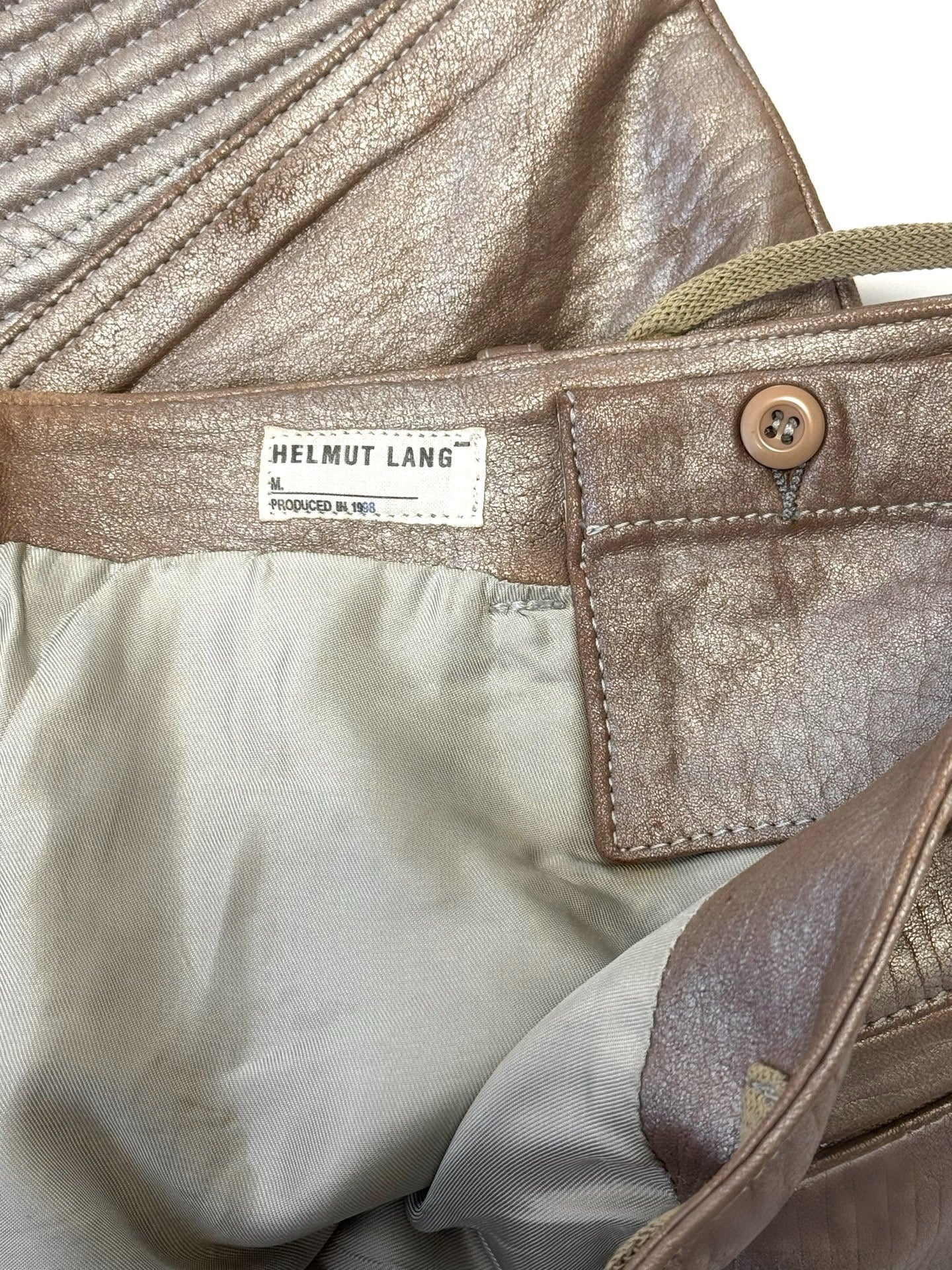 Helmut Lang 1999 Runway Metallic Leather Biker Pants – Archive Silver Industrial Minimalism Piece