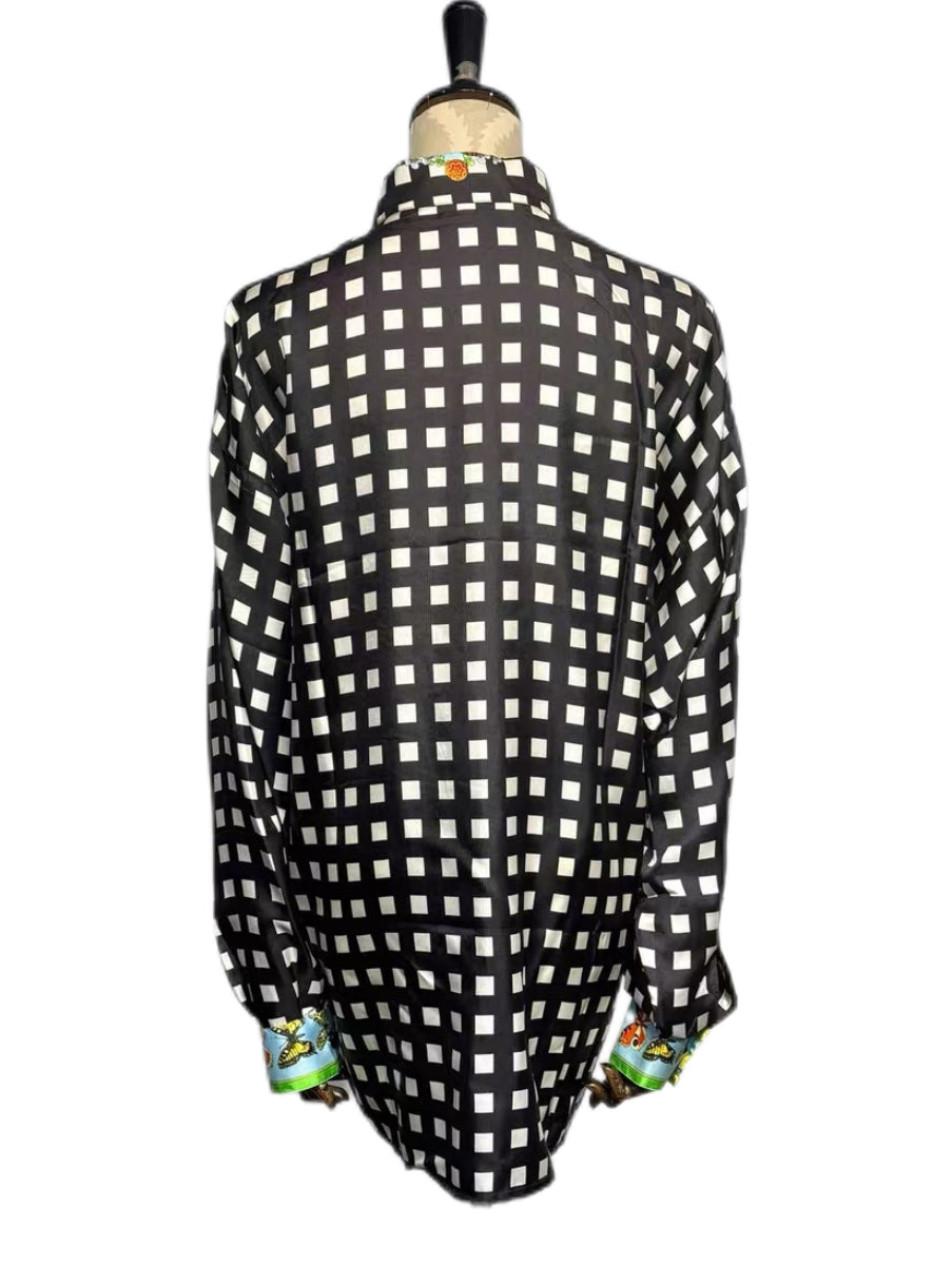 Gianni Versace 1995 Vintage Butterfly Print Silk Shirt