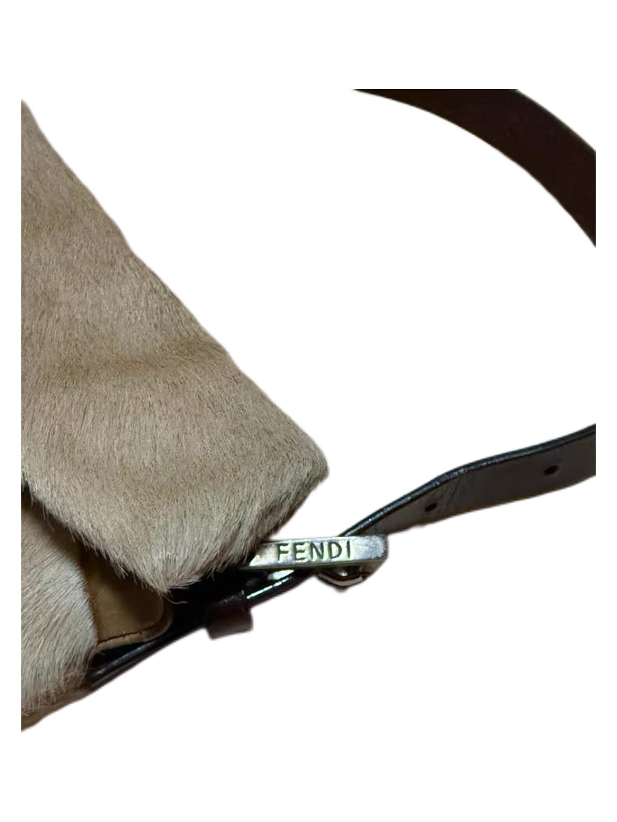 Fendi 1999 Vintage Pony Hair Baguette Shoulder Bag